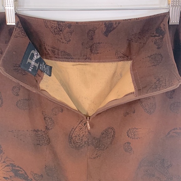 Requirements Petite Autumn Fall High Waisted Women’s Size 8P Paisley Brown Skirt - Picture 6 of 12